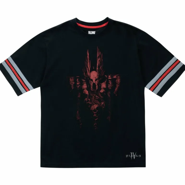 Thunderwear Diablo IV Barbarian Striped Sleeve Black T-Shirt