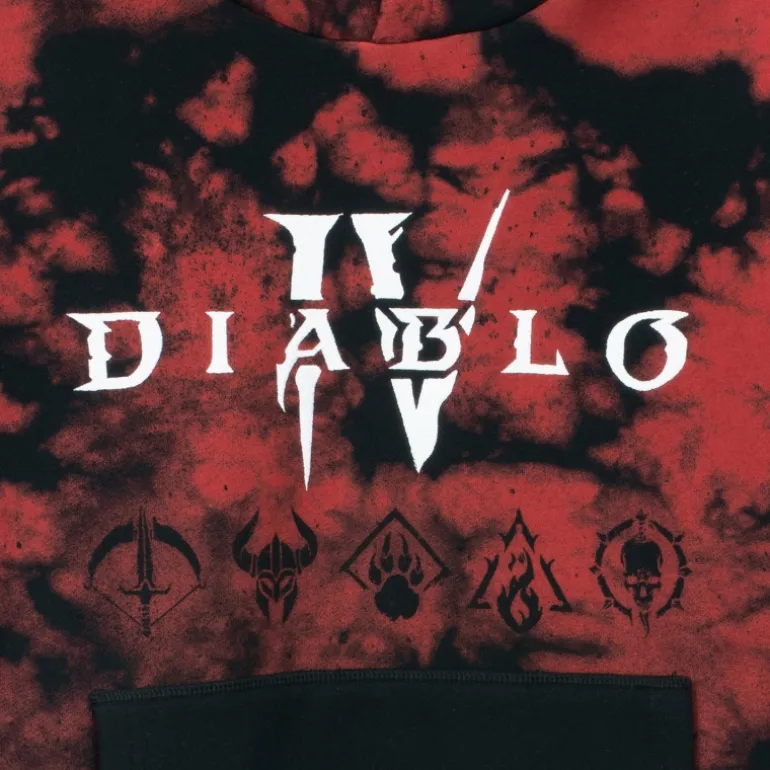 Wild Collective Diablo IV Black Tie-Dye Pullover Hoodie