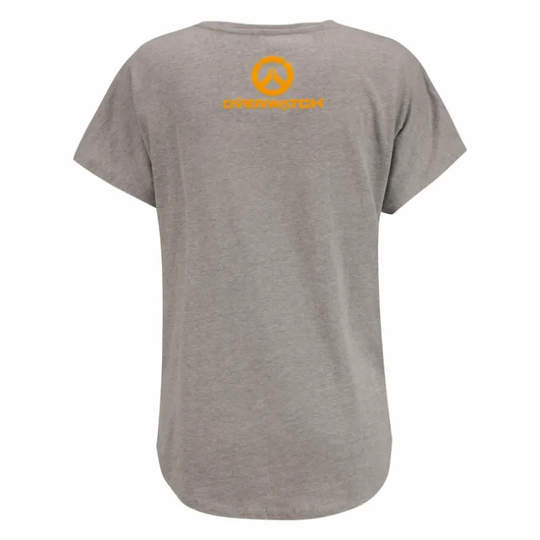 Women Fanatics Overwatch Tracer Women's Grey Scoop Neck T-Shirt